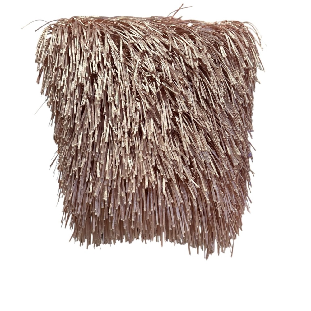 Fringe Decorative Pillow in Rose Gold 24” x 24”
